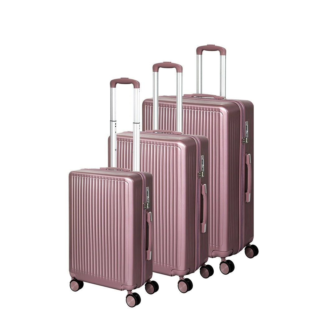 Slimbridge Luggage Suitcase Trolley Set Travel TSA 3pc 20"+24"+28" Rose Gold