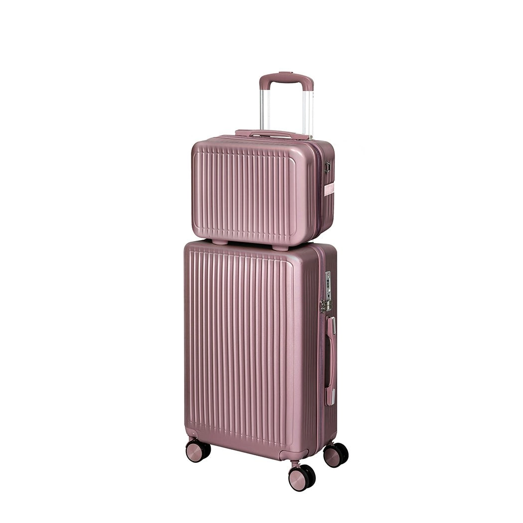 Slimbridge Luggage Suitcase Trolley Set Travel Lightweight 2pc 14"+20" Rose Gold