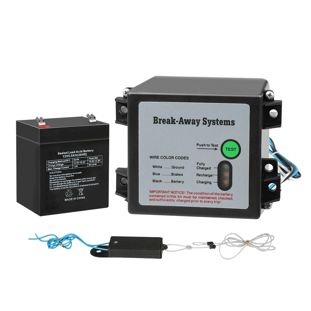 Trailer Breakaway System Kit Electric Brakes Away Switch Cable Battery System