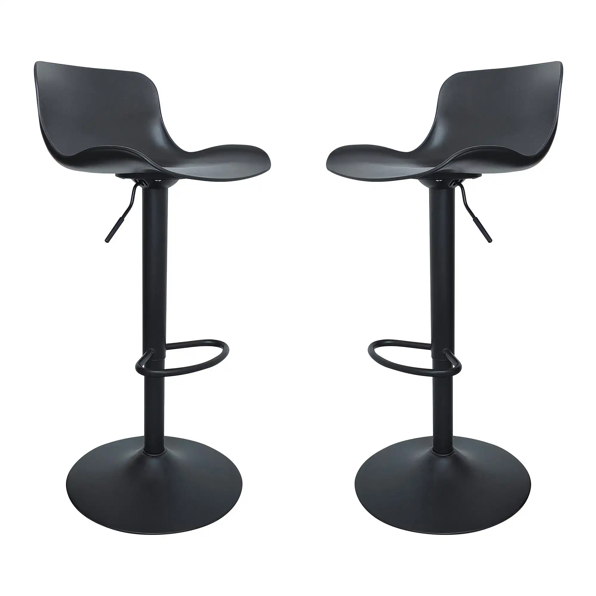 Chotto - Eri Adjustable Swivel Bar Stools -Black x 2