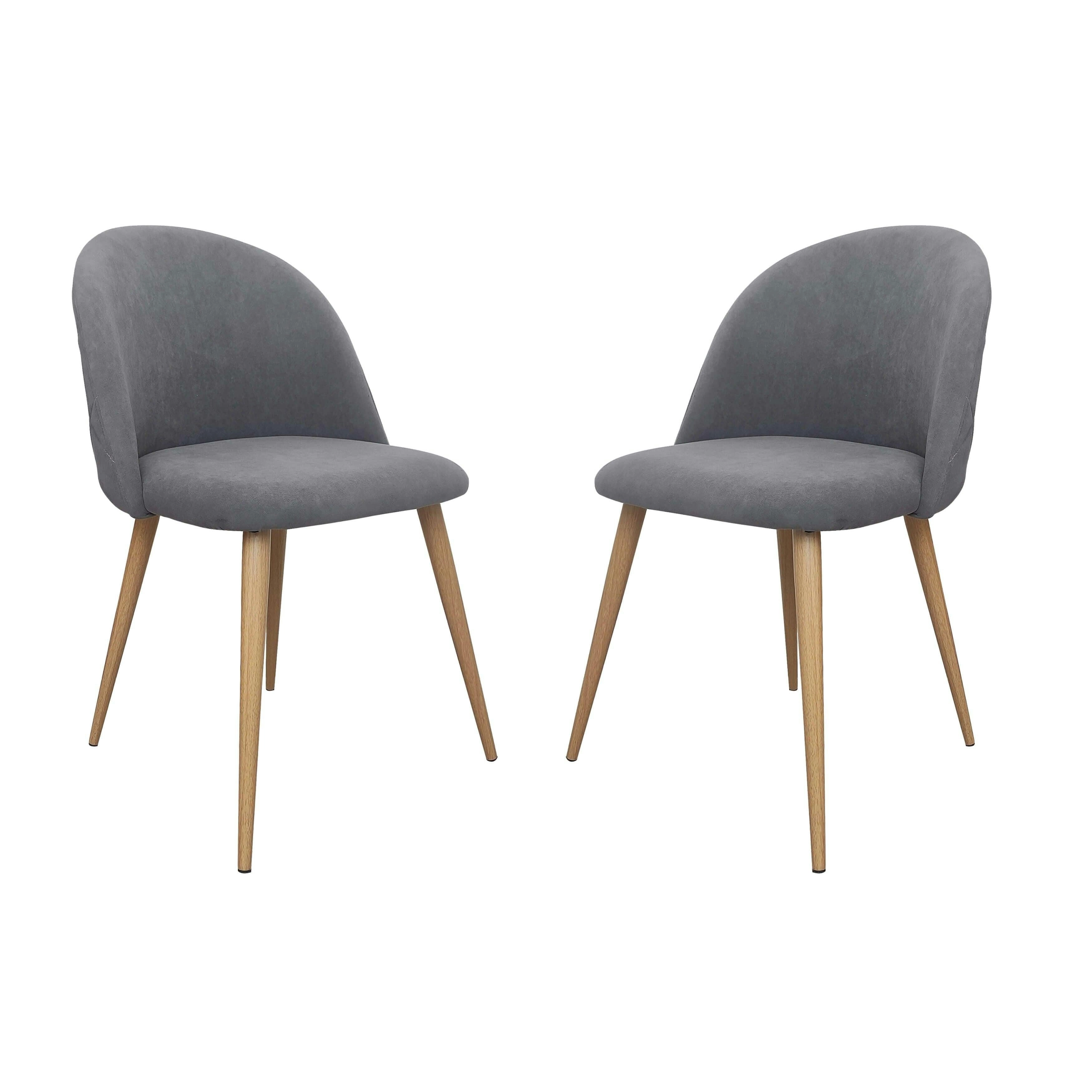 Chotto - Nami Velvet Seat Metal Leg Dining Chairs - Grey x 2