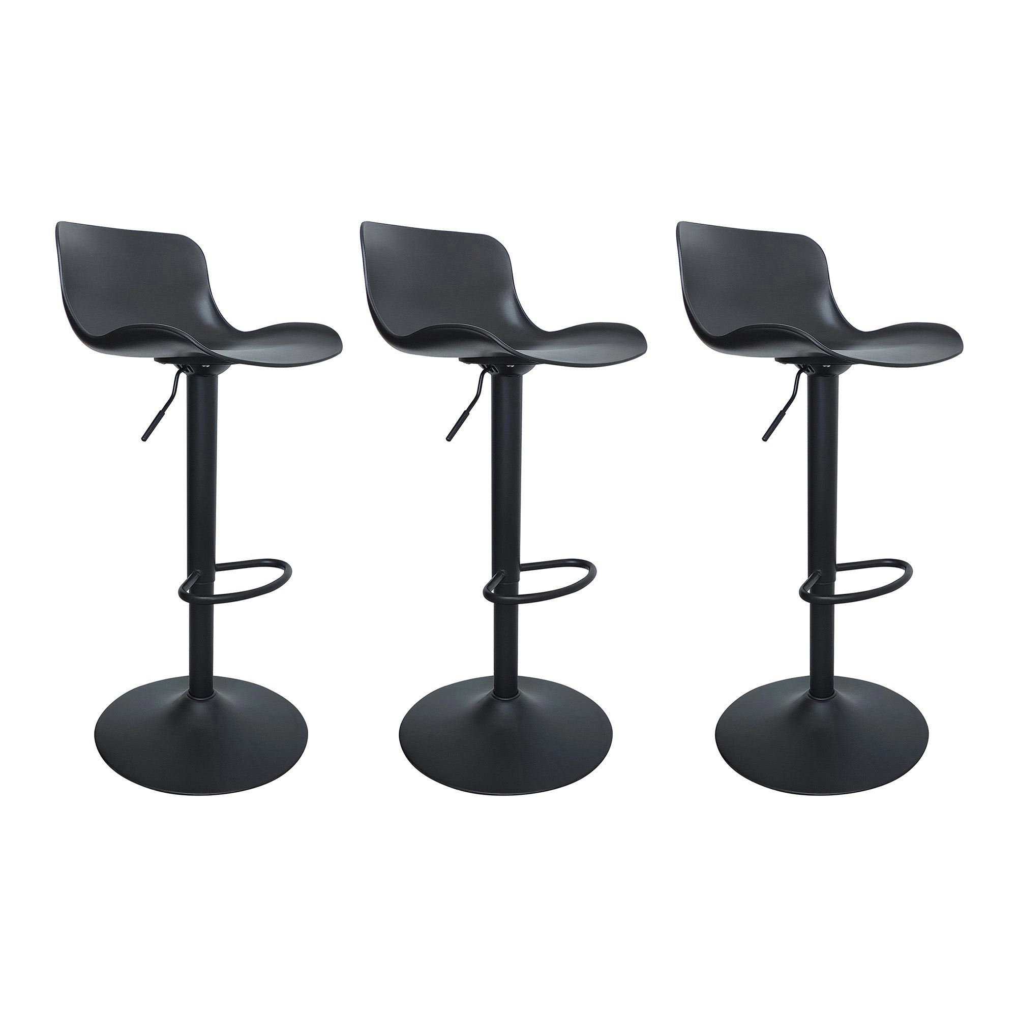 Chotto - Eri Adjustable Swivel Bar Stools -Black x 3