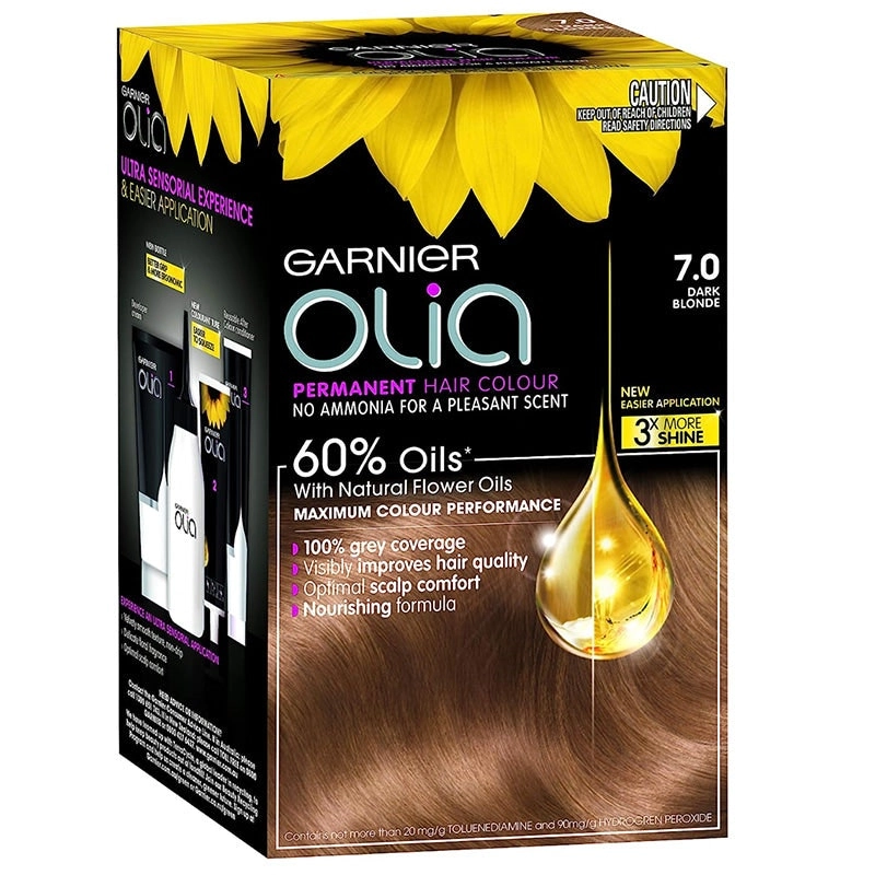 Garnier Olia Permanent Hair Colour - 7.0 Dark Blonde (Ammonia Free, Oil Based)