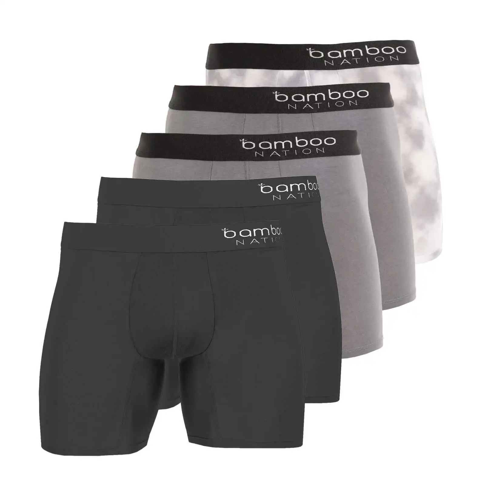 Bamboo Nation Trunks Mens Bamboo Jocks Underwear Anti Chafe - Multi - 5 Pk