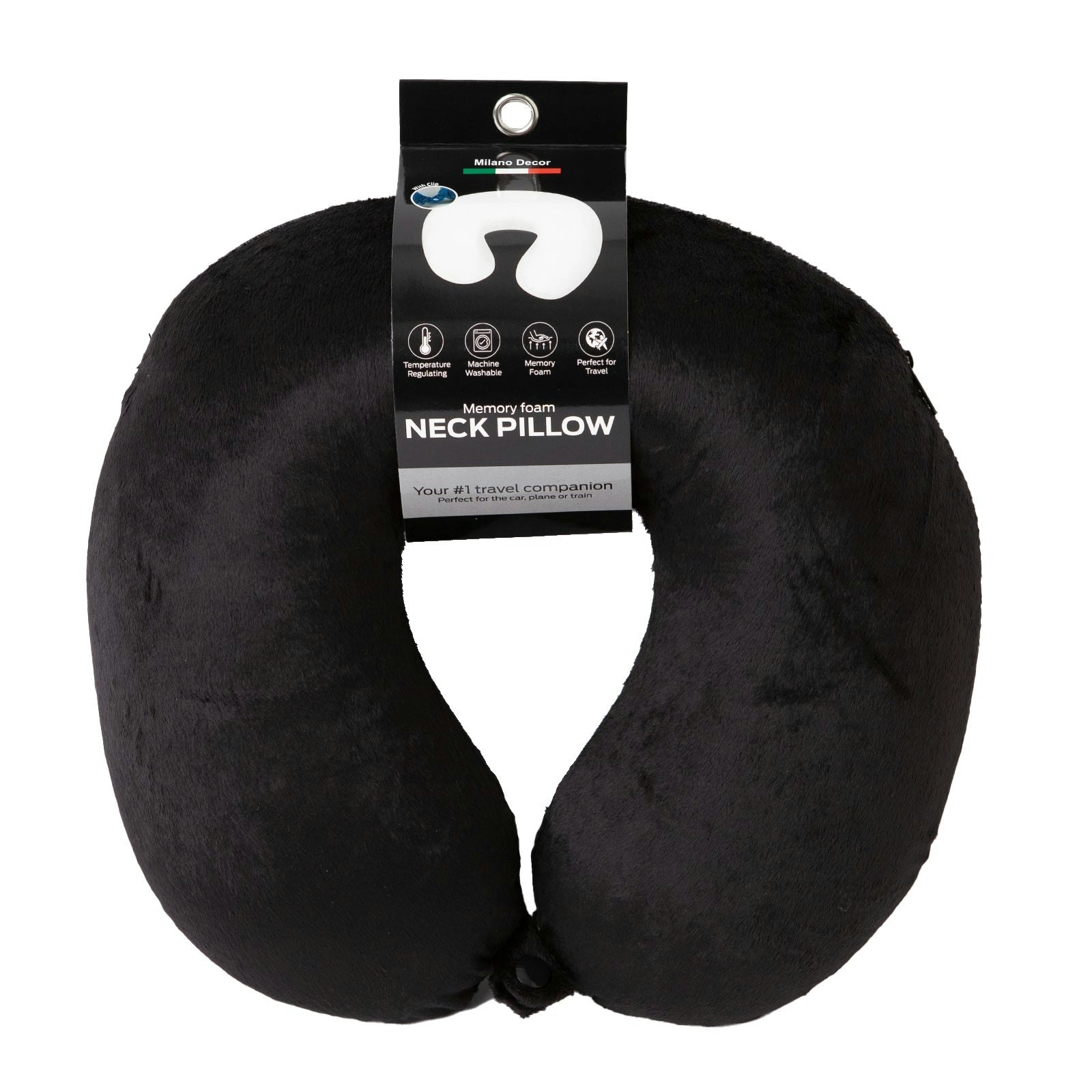 Milano Decor Memory Foam Travel Neck Pillow With Clip Cushion Support Soft