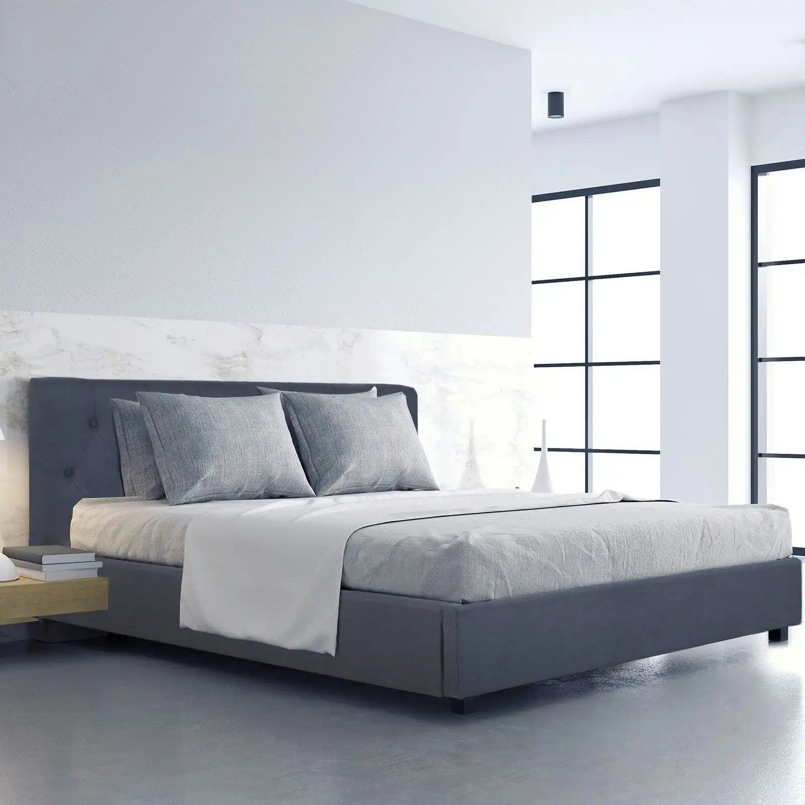 Milano Decor Charcoal Capri Bed Frame + Luxopedic Euro Top Mattress Bedroom Set