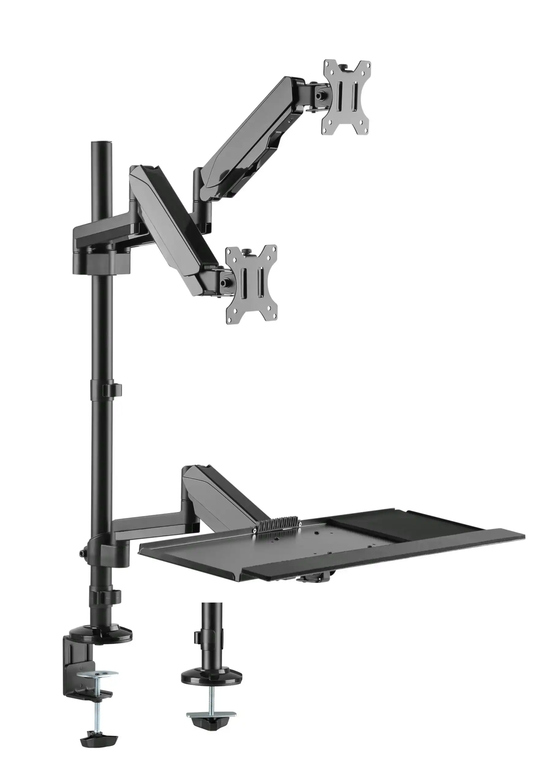 Brateck Gas Spring Sit-stand Workstation Dual Monitors Mount - Black