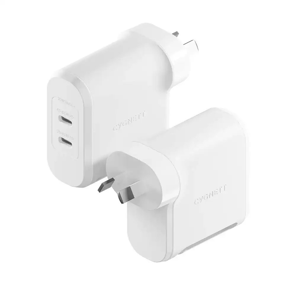 Cygnett Powermaxx 70w Dual Port Gan Wall Charger - White