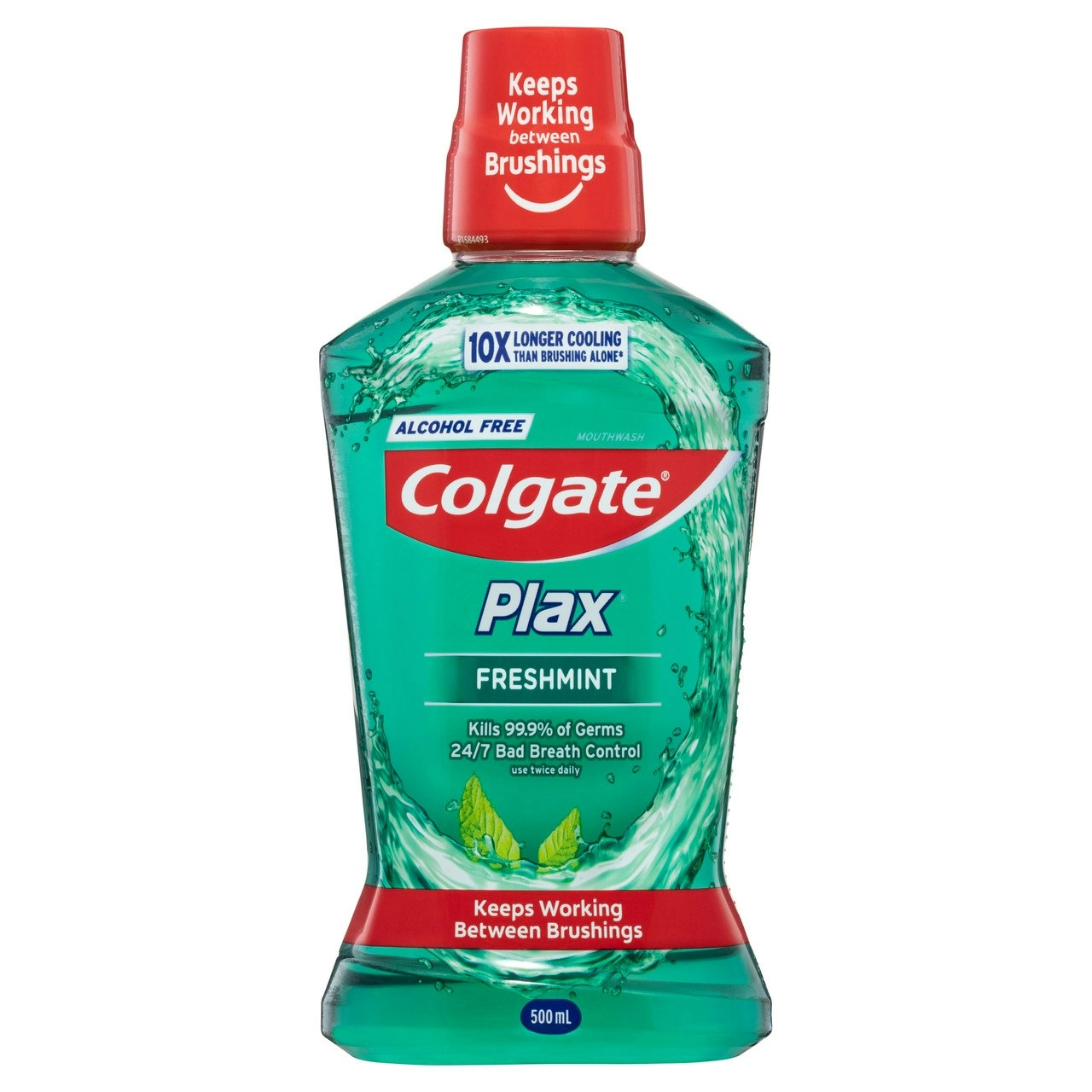 Colgate Plax Antibacterial Mouthwash 500mL, Alcohol Free, Freshmint, Bad Breath Control