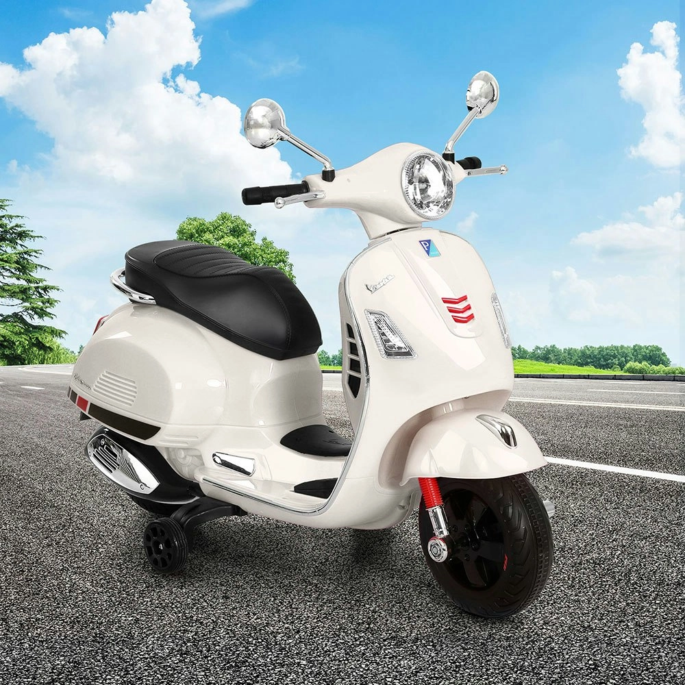 Kids Electric Ride On Car Motorcycle Motorbike Vespa Licensed GTS White