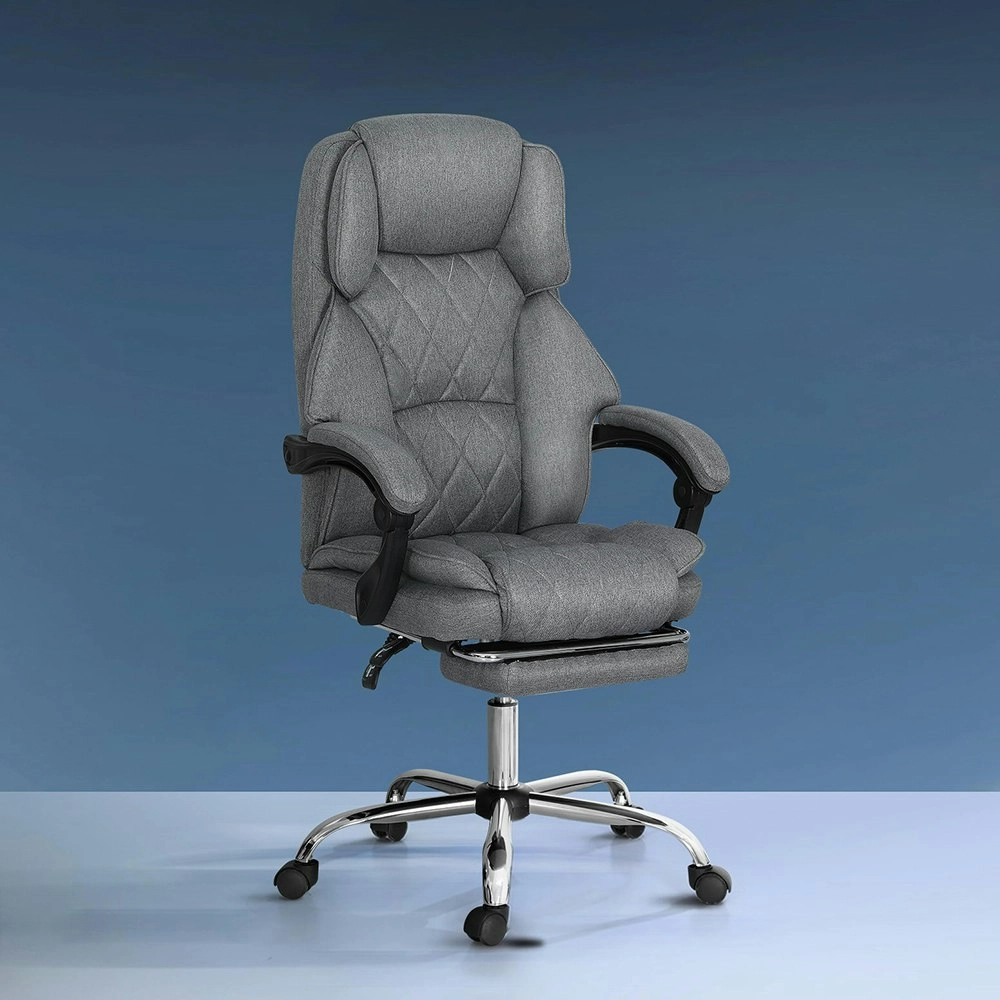 Artiss Executive Office Chair Fabric Footrest Grey