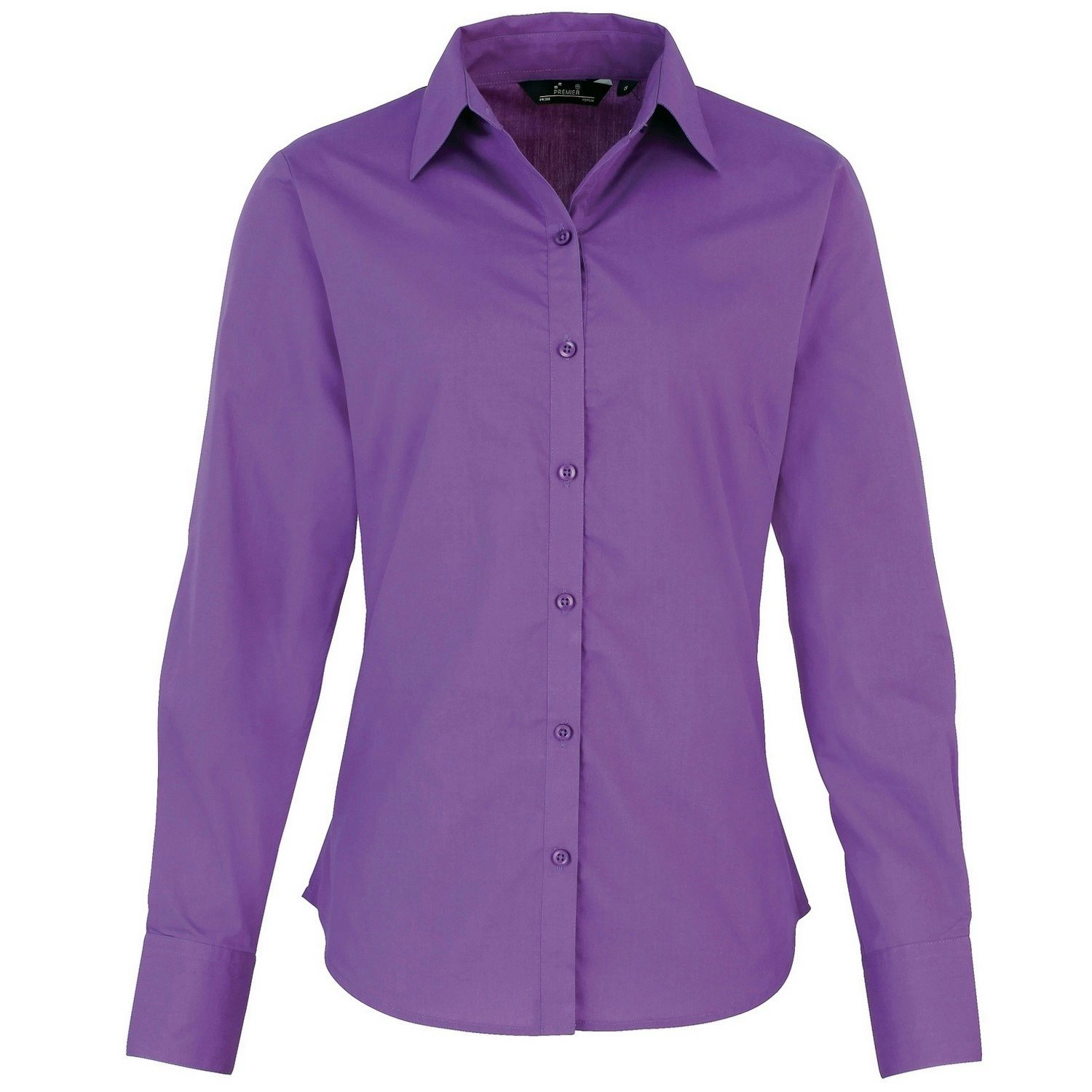 Premier Womens/Ladies Poplin Long Sleeve Blouse / Plain Work Shirt