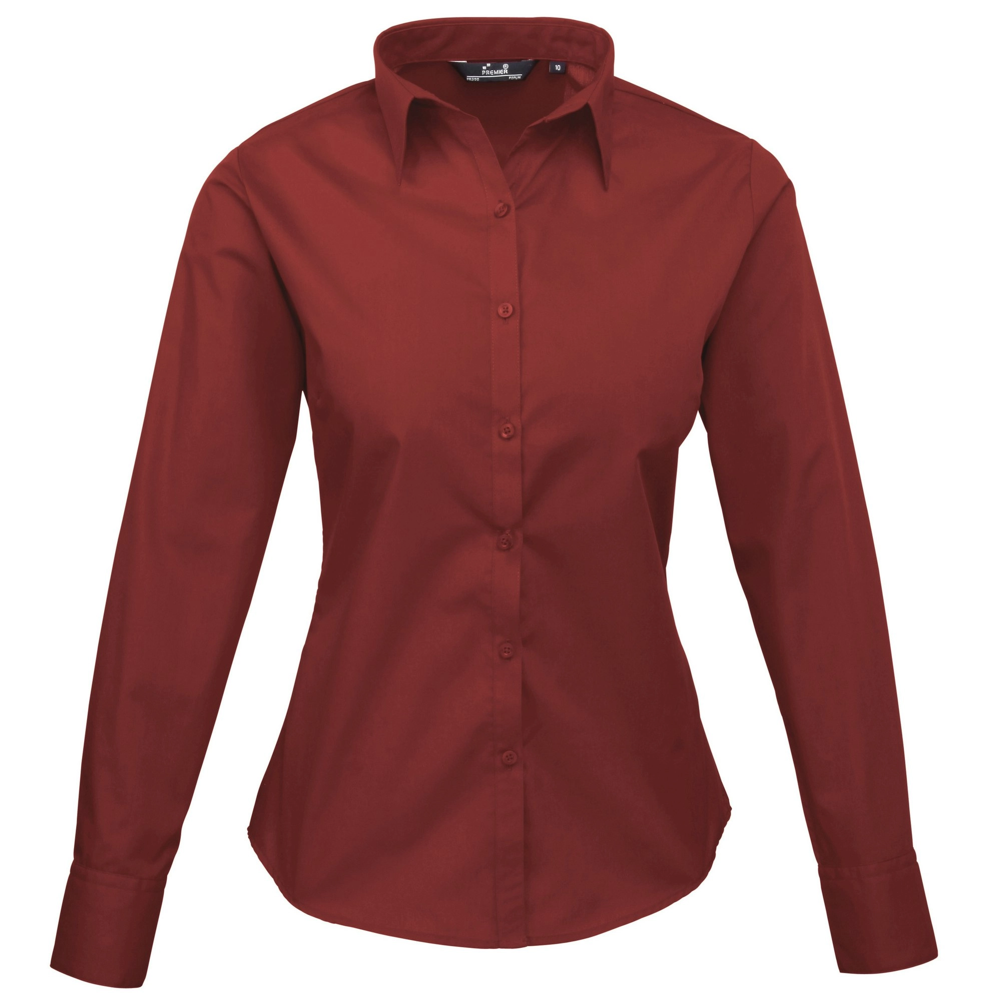 Premier Womens/Ladies Poplin Long Sleeve Blouse / Plain Work Shirt