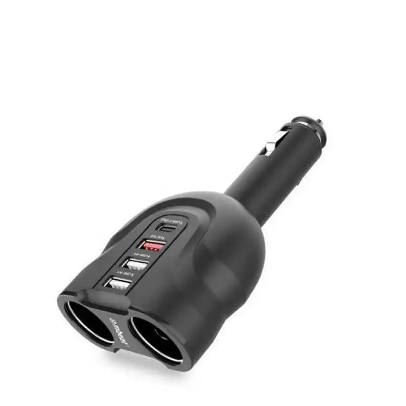 mBeat 4 Port & Qc3.0 Car Charger With Cigar Lighter Splitter-black