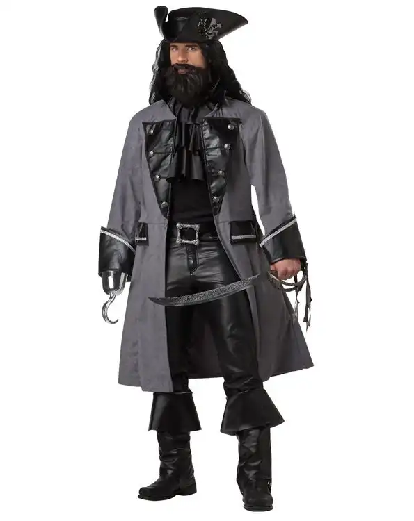 Black Beard Grey Mens Fancy Dress Costume