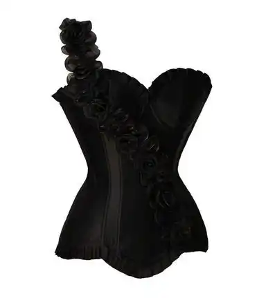 One Shoulder Floral Burlesque Corset