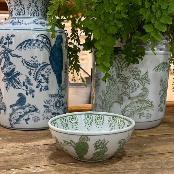 Club Santorini Chinoiserie Bowl in Sage - Warehouse Sale