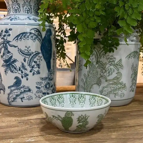 Club Santorini Chinoiserie Bowl in Sage - Warehouse Sale