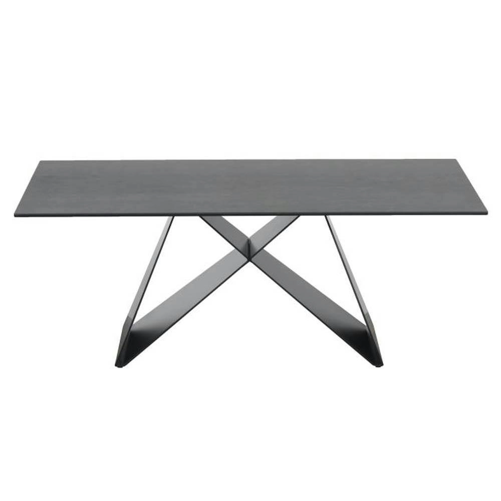 Raimon Furniture Odette Rectangular Coffee Table - Black Metal Frame - Shadow Grey Ceramic