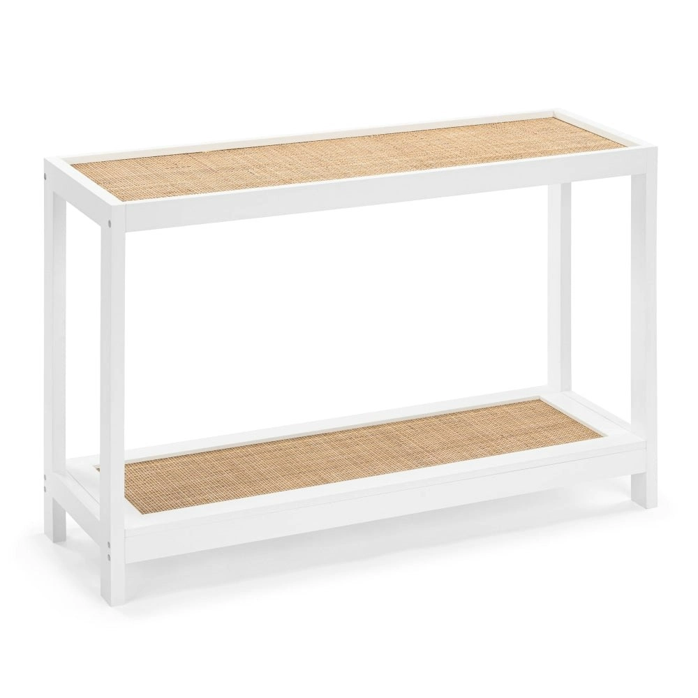 Design Square Ezra Modern Rattan Hallway Console Hall Table White/Natural