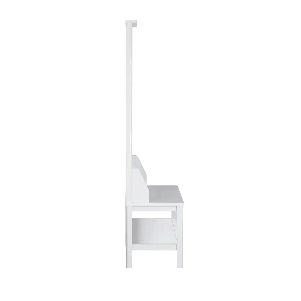 Maestro Furniture Hinton Modern Minimalist Coat Rack Hall Tree Shoe Cabinet - White