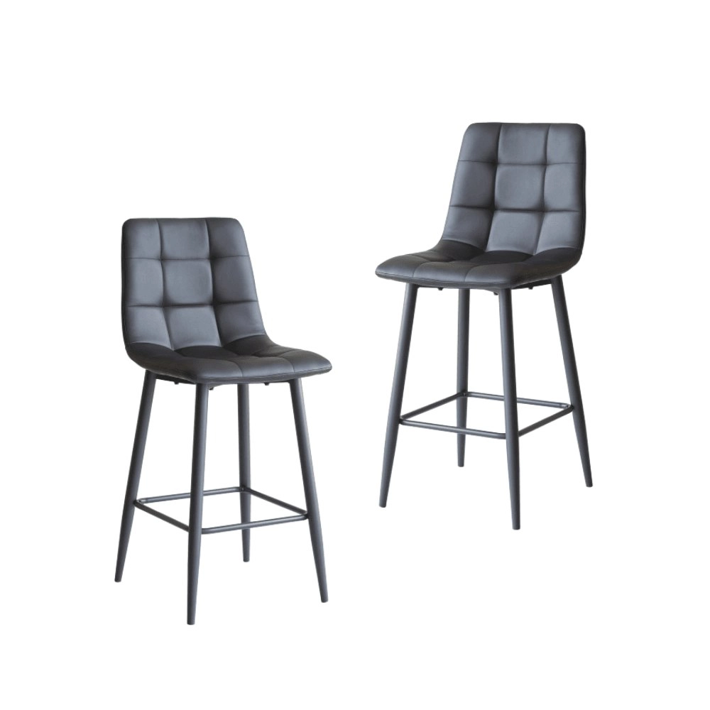 Raimon Furniture Set Of 2 Reese Modern Eco Leather Kitchen Counter Bar Stool 65cm - Black