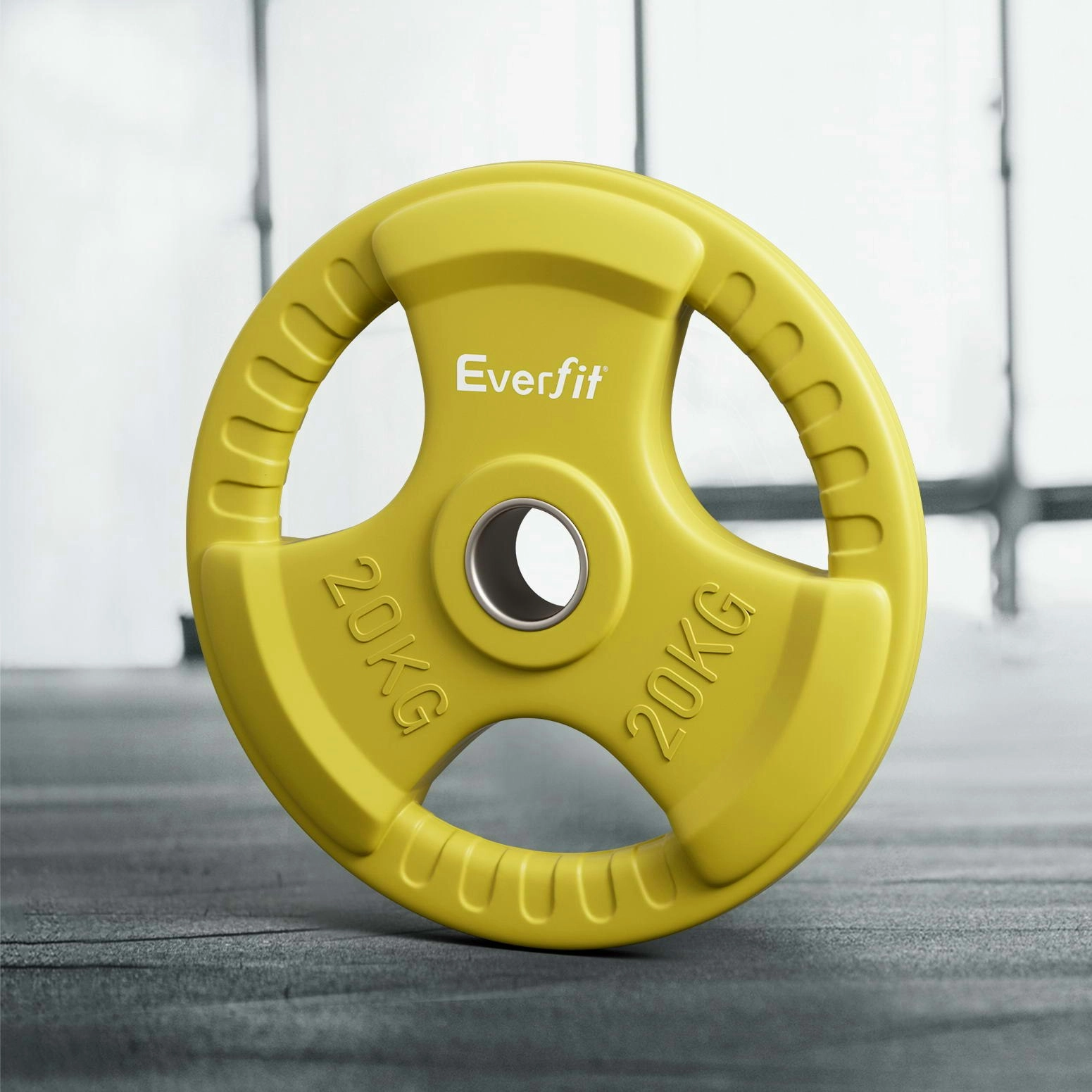 Everfit Weight Plates Standard 20kg Dumbbell Barbell Plate Weight Lifting Home Gym Yellow