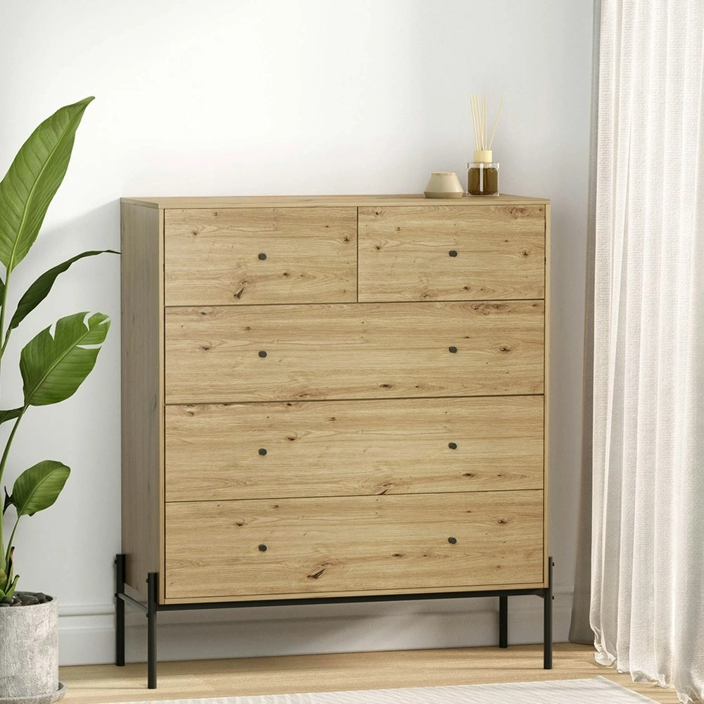 Artiss 5 Chest of Drawers - ARNO Pine