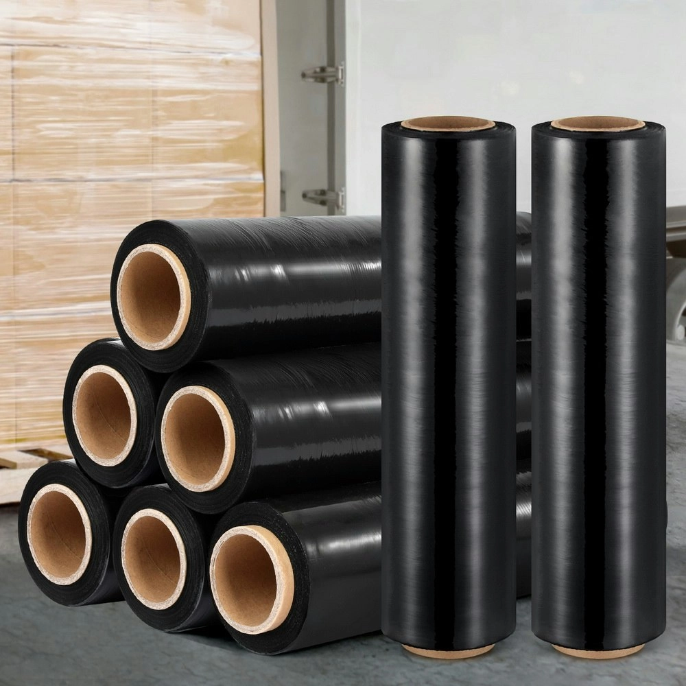 500mm x 400m Stretch Film Pallet Shrink Wrap 8 Rolls Package Use Plastic Black