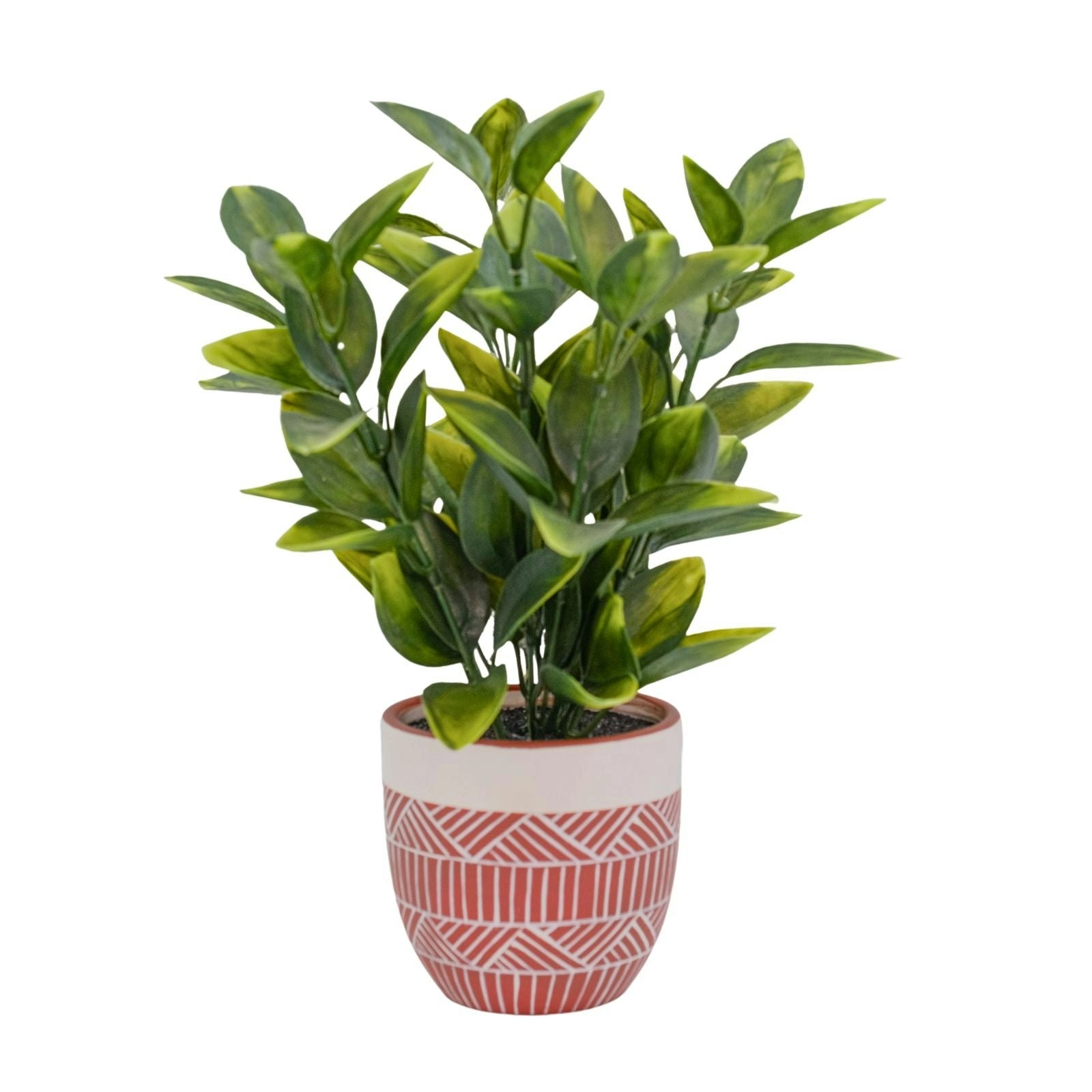 Artificial Photinia Plant in Red Ceramic Pot 30cm