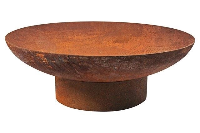 110cm Ignite Firepit Flower Pot Rusty Steel Effect on Raised Steel Ring - Solid Heavy Duty Construction