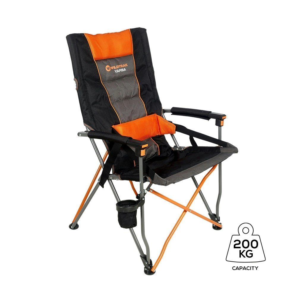 Yamba Solid Arm Chair with Lumbar Support for Camping and Events (Folding Chair + Carry Bag)