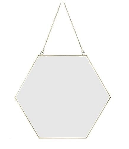 Hexagon Hanging Wall Mirror Decor (Gold Color)