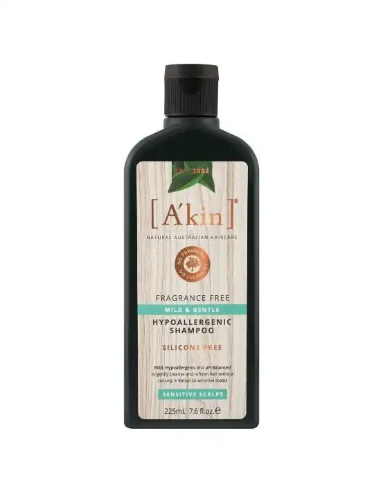 A'kin Mild & Gentle Fragrance Free Shampoo 225mL