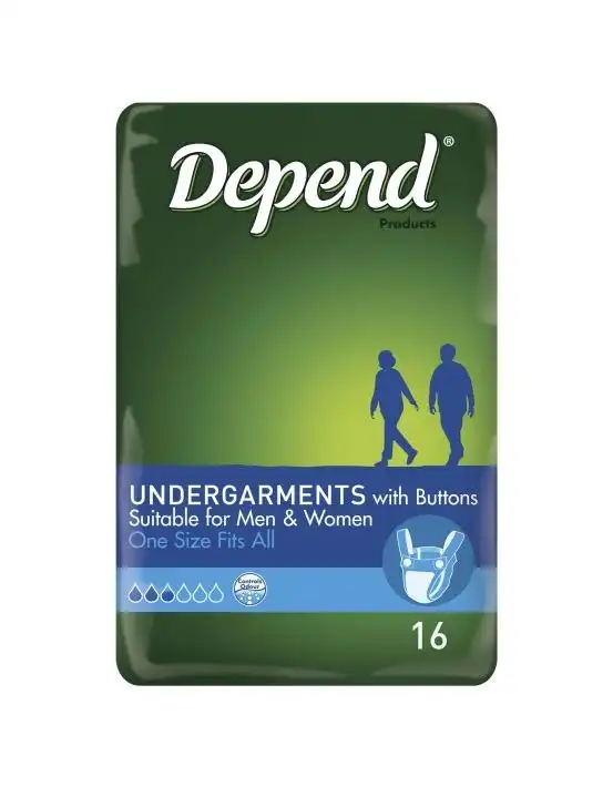 Depend Undergarments with Buttons 16 Pack