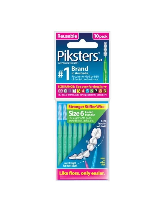 Piksters Interdental Brush Size 6 Green 10 Pack