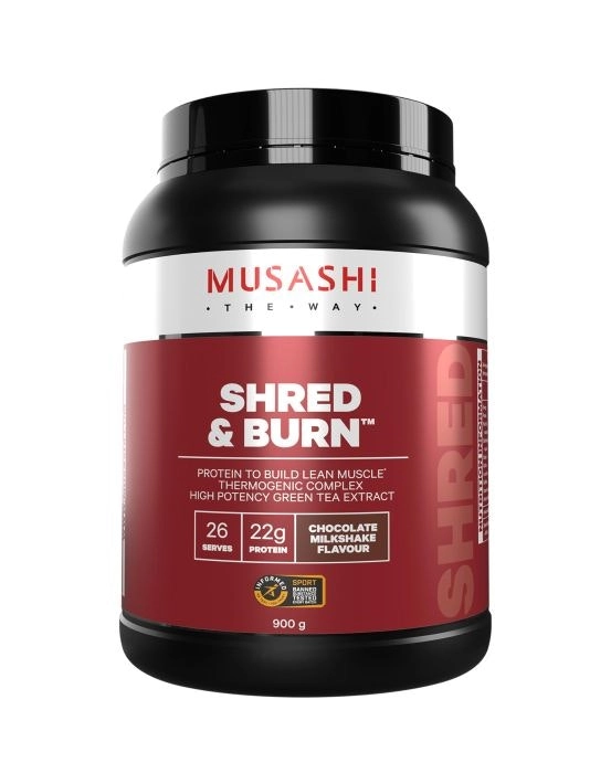 Musashi Shred & Burn Protein Powder Chocolate Milkshake 900g