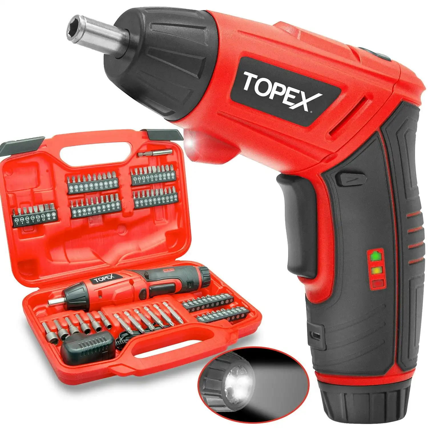 Topex 82 Piece Electric Screwdriver Set 4v Max Cordless Screwdriver Set CRV Screw Bits