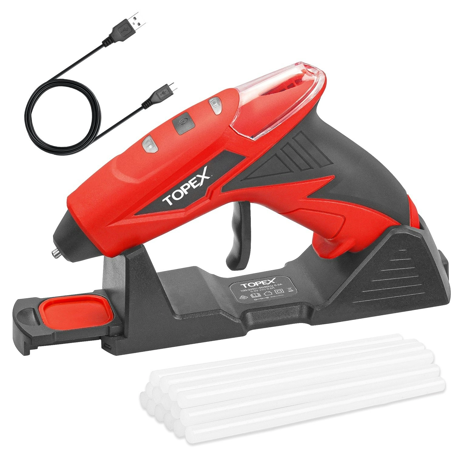 Topex 4V Cordless Hot Glue Gun w/ 15Pcs Premium Glue Sticks