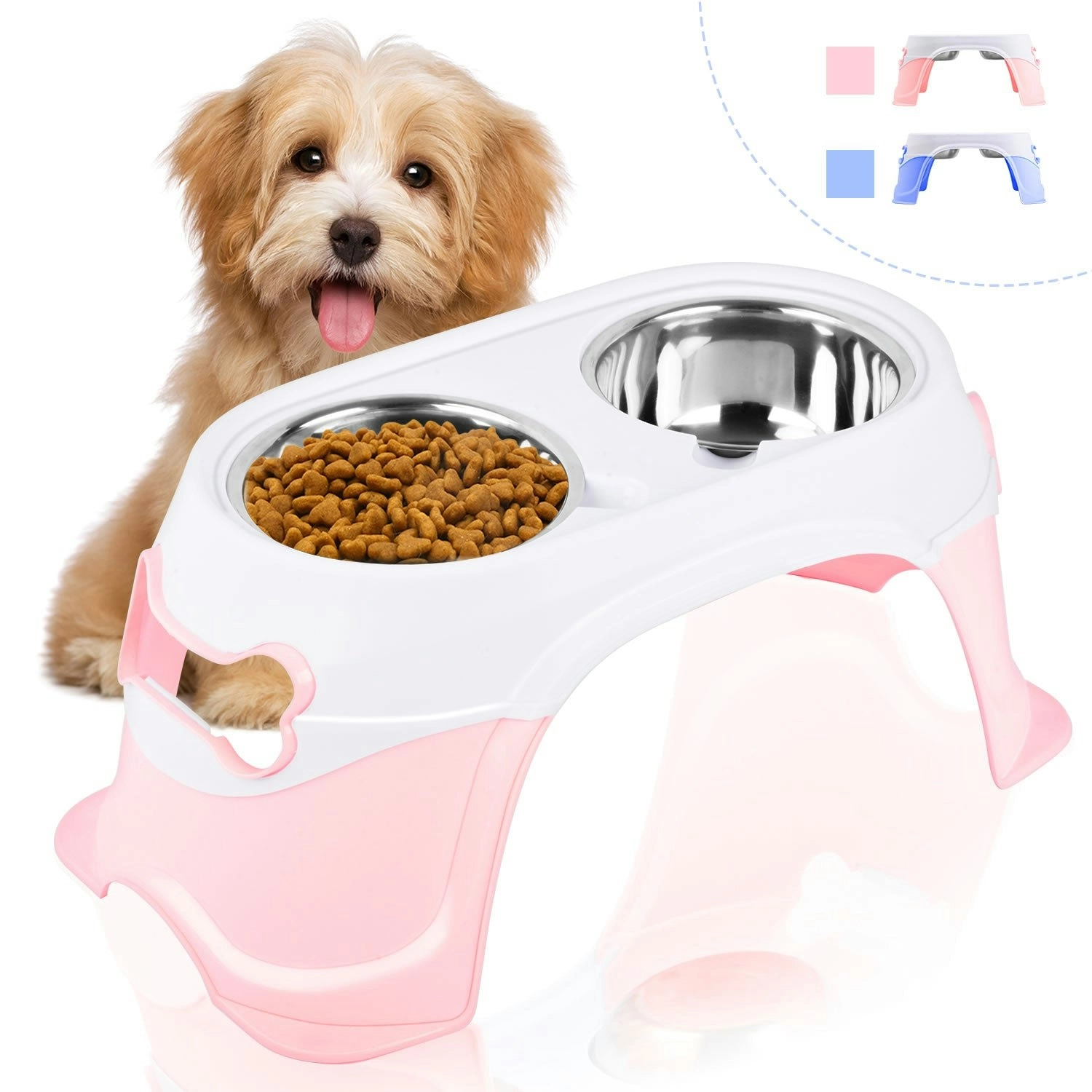 truepal Dual Elevated Raised Pet Dog Puppy Feeder Bowl Stainless Steel Food Water Stand