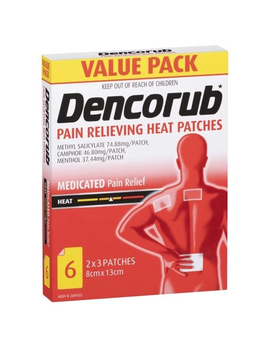 Dencorub Pain Relieving Heat Patches 6 Pack