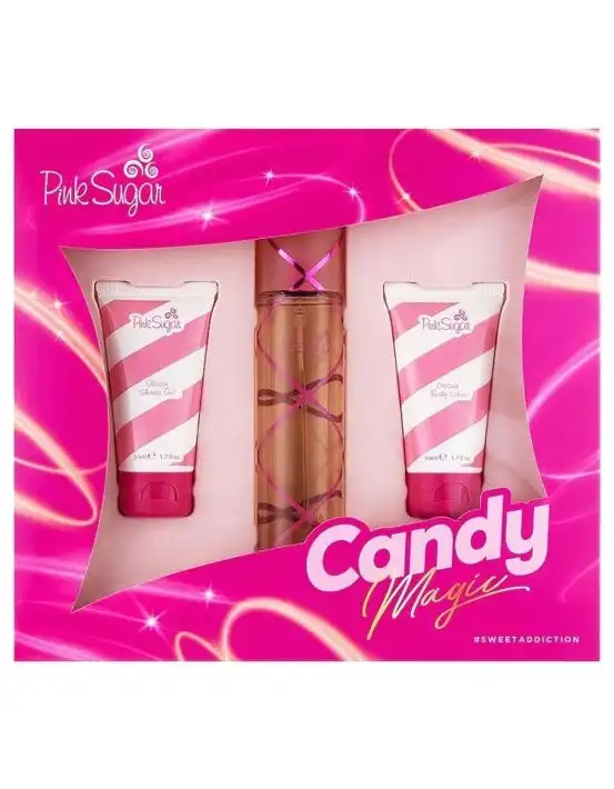 Aquolina Ladies Pink Sugar Candy Magic EDT 100ml & Shower Gel 50ml & Body Lotion 50ml 3 Piece Gift Set