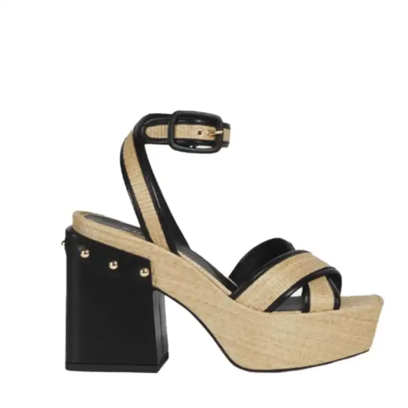 Furla Women's Cross Platform Sandal Heels - Deserto Nero