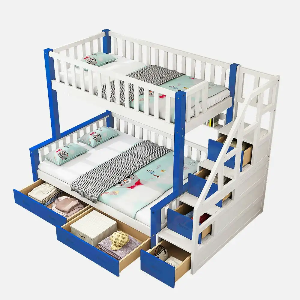 Mason Taylor Bunk Bed Frame Drawers Bunk Beds - White&Blue