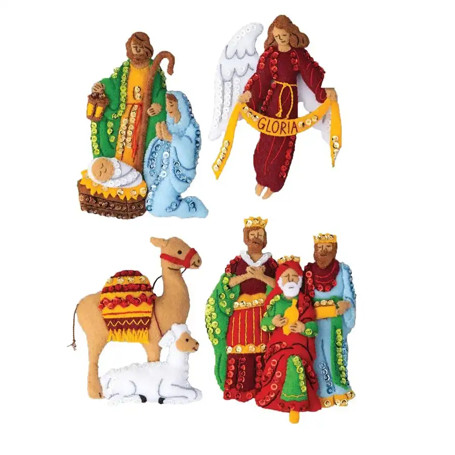 Silent Night Felt Applique Ornaments