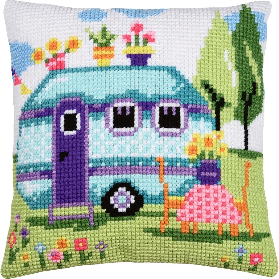 Road Trip Needlepoint Cushion- Needlework