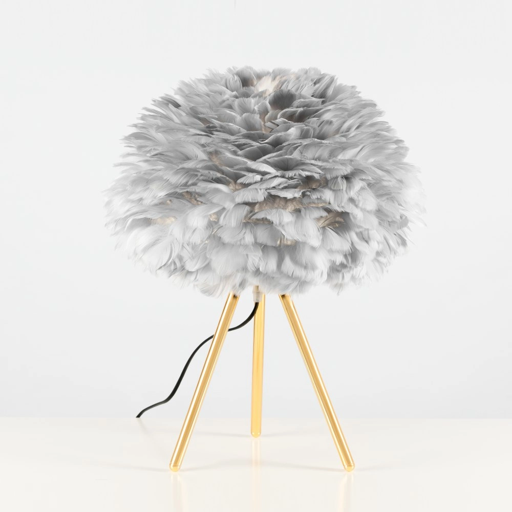 Grey Feather Tripod Table Lamp