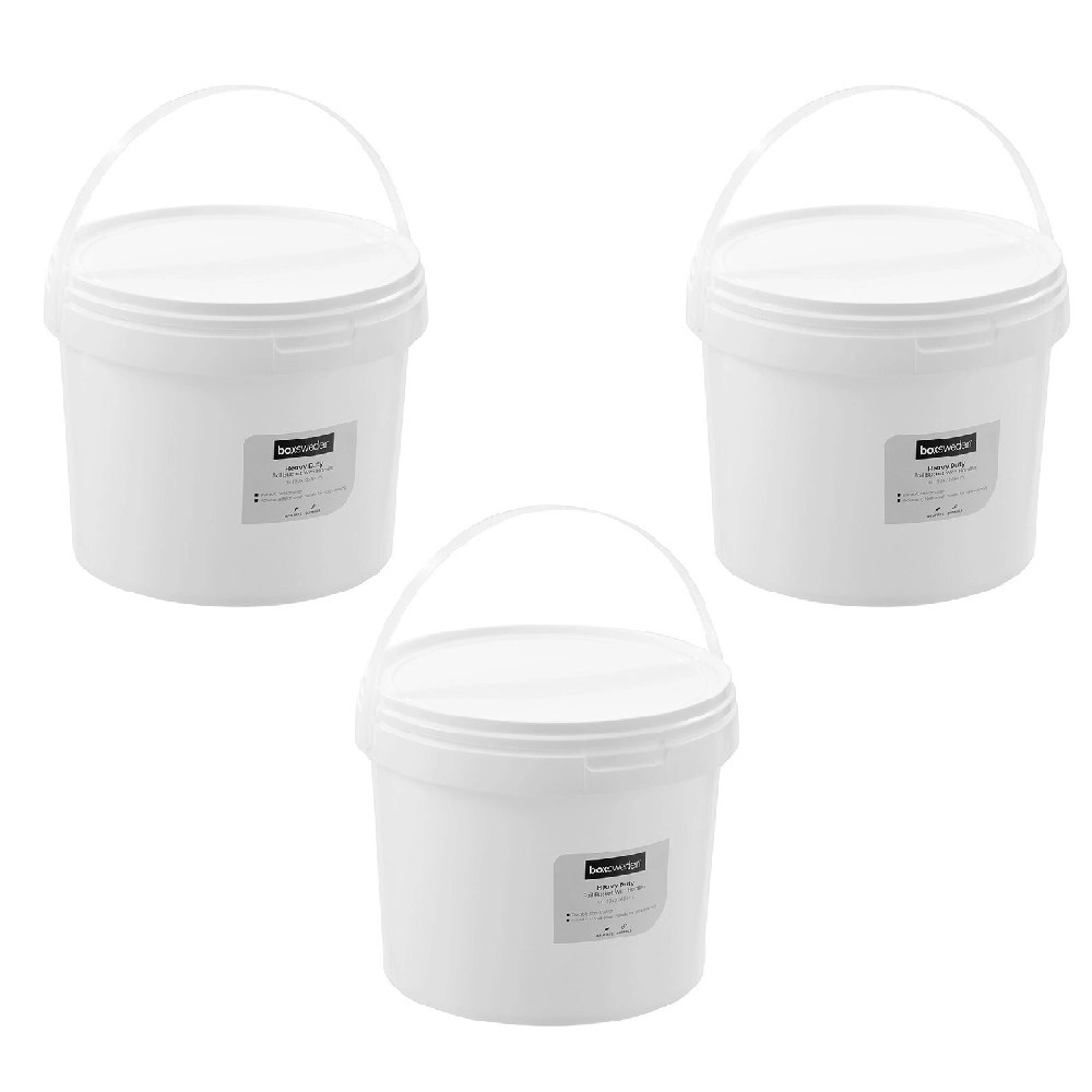 3x Boxsweden 5L Heavy Duty Handled Pail Bucket Home/Garden Container Tub White