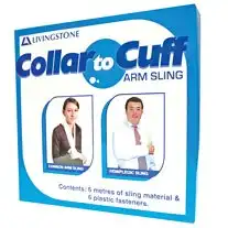 Livingstone White Collar to Cuff Arm Sling with Fasteners 5(W)cm 6m Roll