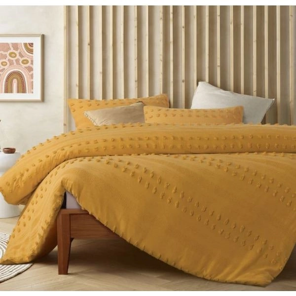 Ochre Sans Sovci Cotton Quilt Cover by Vintage Design